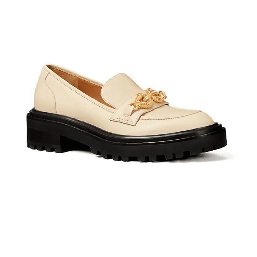 Tory Burch Jessa lug sole loafers cream size 10.5 NEW